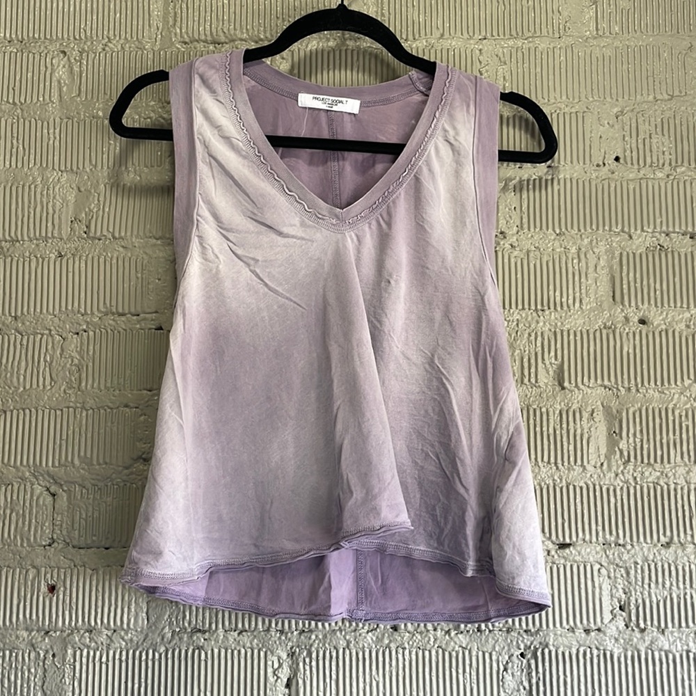 Project social T Los Angeles distressed purple tank top 100% cotton